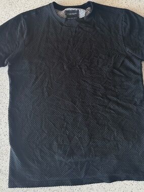 Denim & Flower Black Textured Crew Neck Tee